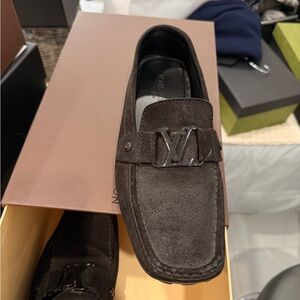 Louis Vuitton Dark Brown Suede Loafers